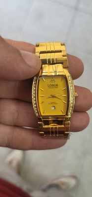 Vintage LOBOR Collection H252M Men's Watch - 23K Gold Plated Quartz - Crystal...