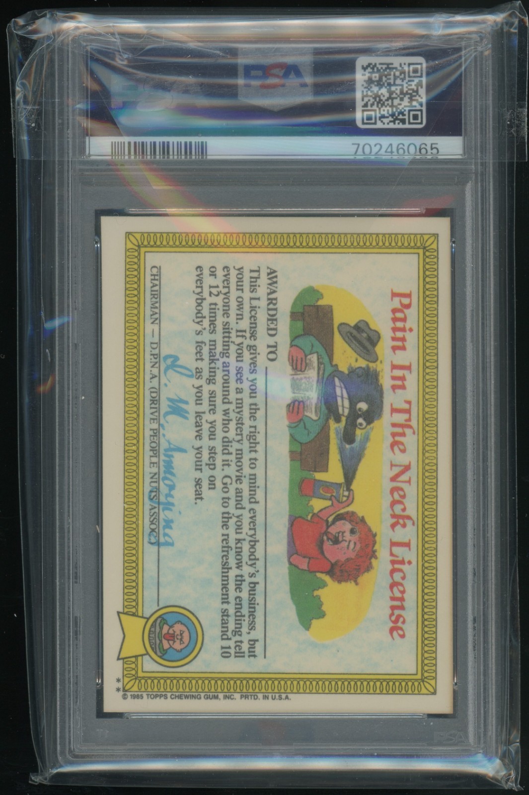 1985 Garbage Pail Kids Stickers #35b Rockin' Robert Stickers PSA 9 Pop 121 view 2