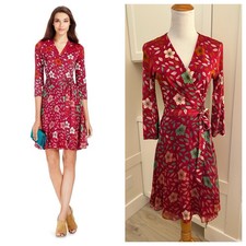 6 8 DVF Diane von Furstenberg Irina Silk Wrap Degrade Daisy Floral Dress