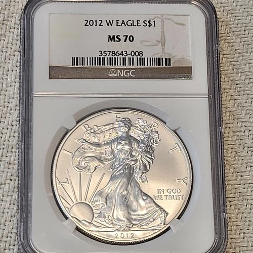 2012 W American Silver Eagle NGC MS70 First Releases Struck at West Point Mint