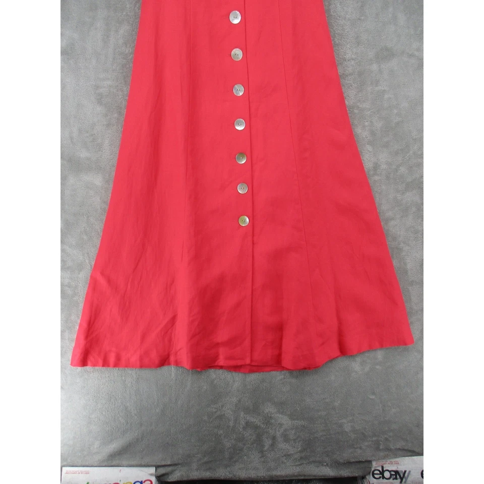 Vestido Coldwater Creek 6 Coral Lino Botón Frontal Maxi Panel Modesto Forrado Rosa Foto 4 de 4