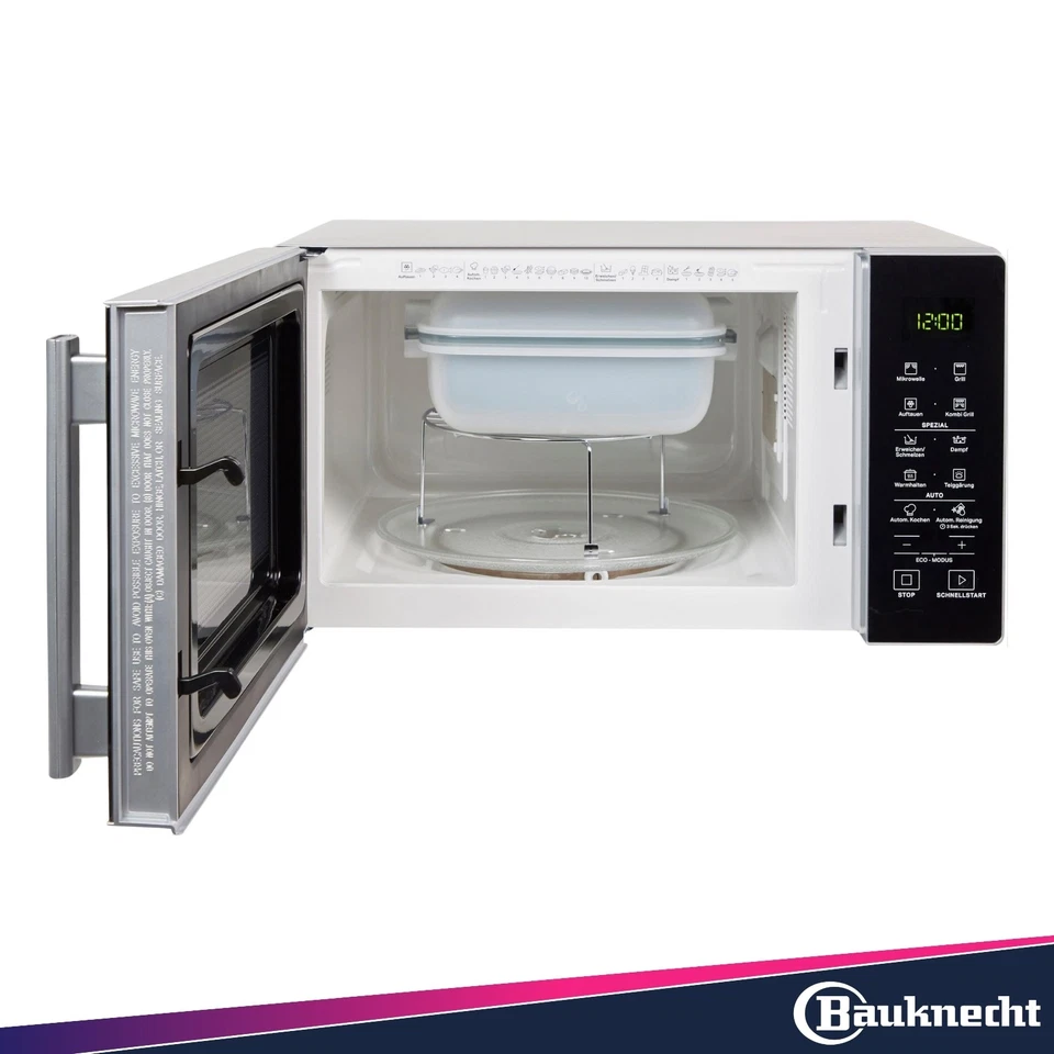 Bauknecht Mikrowelle MW 254 SM – 25 l, 900 W, Grill, Dampfgar- & Auftaufunktion - Bild 3 von 4