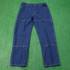 Dickies Double Knee Jeans Mens 38x32 Blue Dark Wash Denim Pants Utility