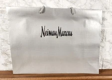 Neiman Marcus Silver Paper Textured Gift Shopping Bag Reusable 16 × 12 × 6