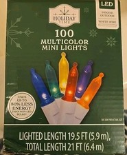 NEW Holiday Time 100 6 Colors MULTICOLOR Mini LED Christmas Lights WHITE Wire