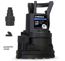 MEDAS 1/3 HP Sump Pump 2450 GPH Ultra Low Suction Submersible Water Pump w/10ft