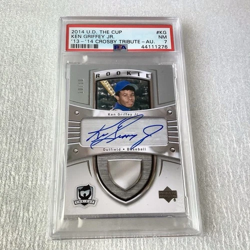 2013-14 THE CUP #KG KEN GRIFFEY JR AUTO 10/10 SIDNEY CROSBY RC TRIBUTE PSA 7