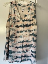 Cabi Peach and Blue Patterned Tank Top Size M