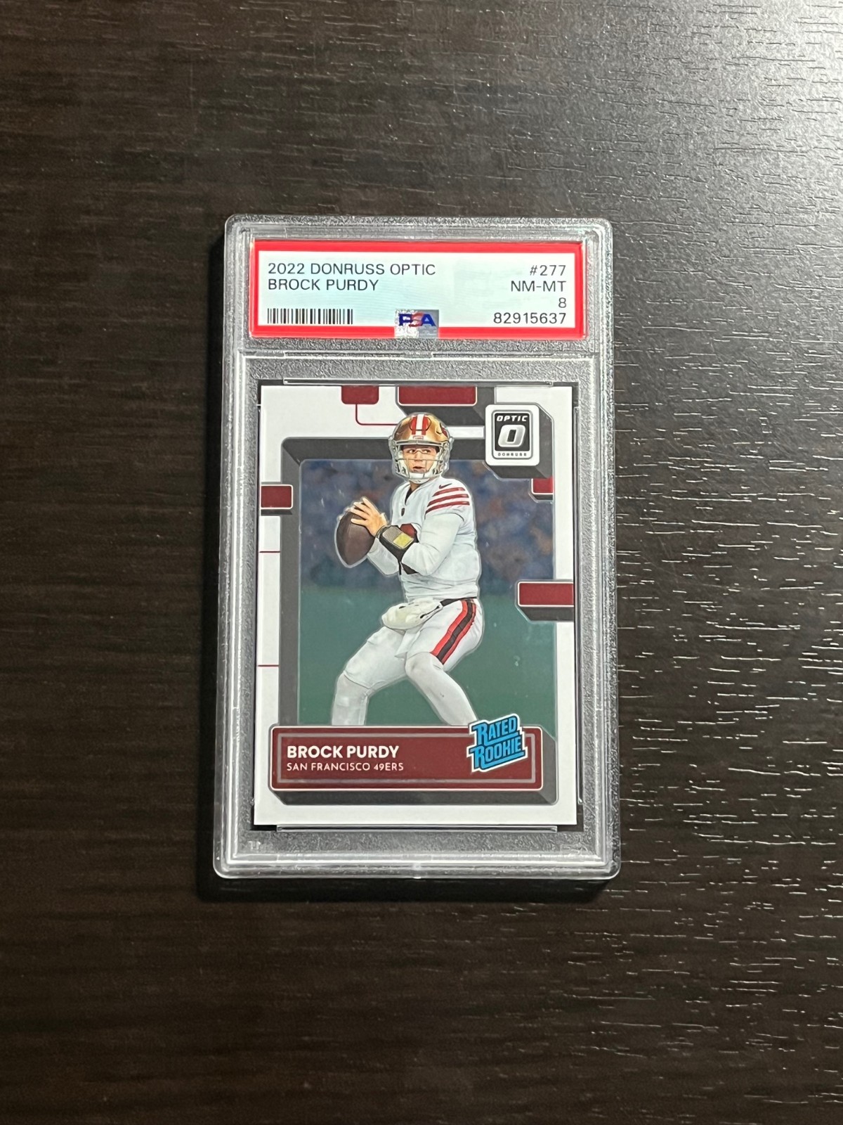 BROCK PURDY 2022 Donruss Optic Rated Rookie RC Card #277 Graded PSA 8 SF 49ers