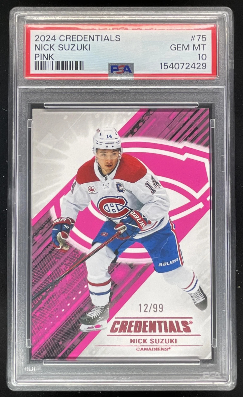 2024-25 Upper Deck Credentials Pink #75 Nick Suzuki /99 PSA 10