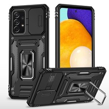For Samsung A55 A36 A35 A26 A16 A15 Magnetic Slide Lens Ring Stand Hard PC Case