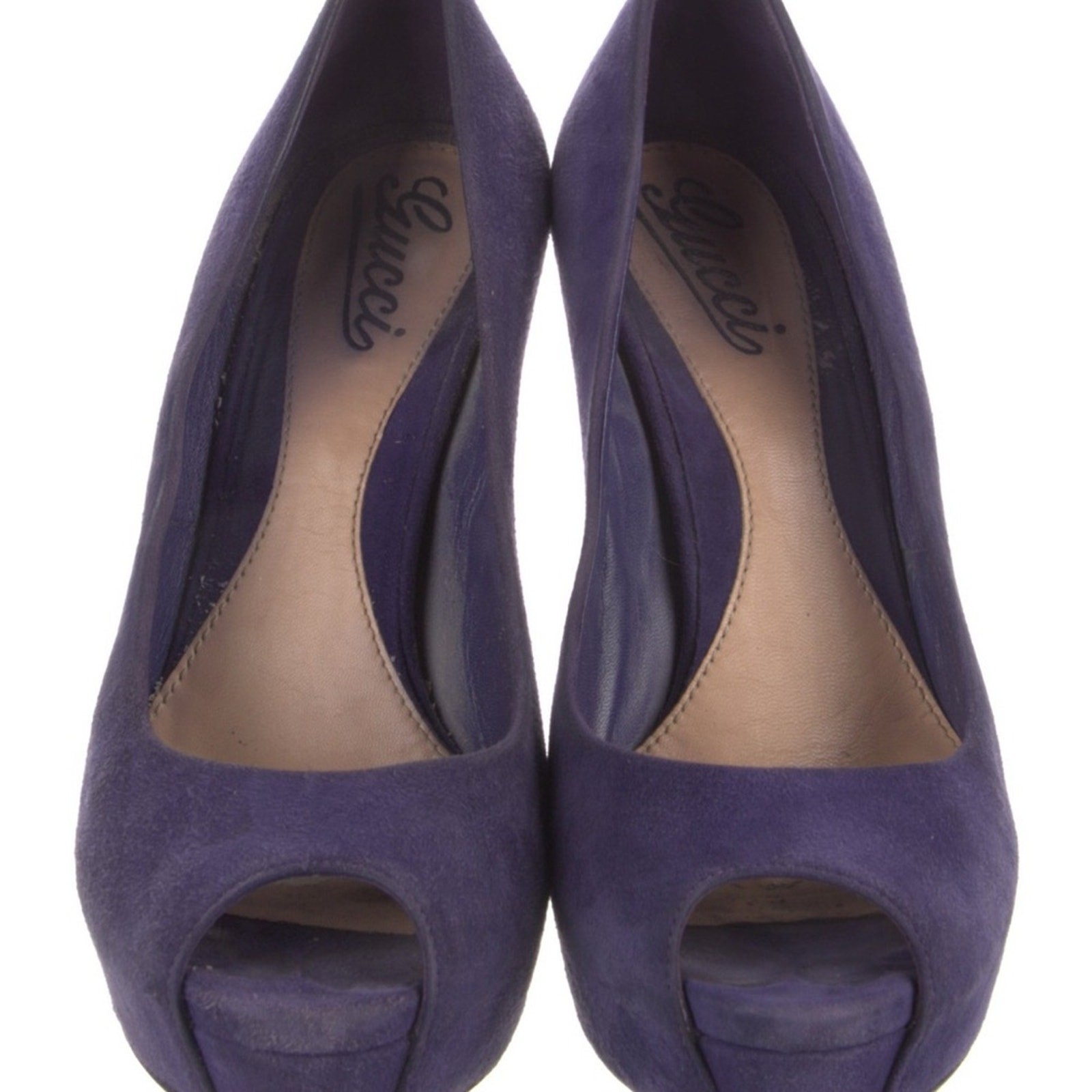 Gucci Purple Suede Platform Peep Toe Stiletto Heels Size IT 37.5 thumbnail 2