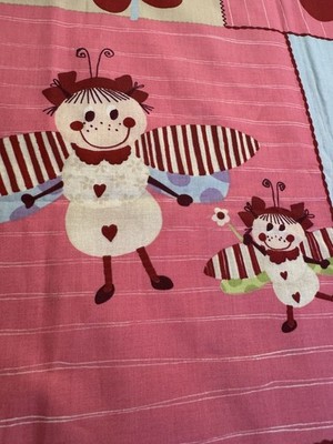 ~ LEANE~ FRENCH CHILD'S FABRIC Ladybug PINK Patchwork Style Cotton 41x 62 NEW