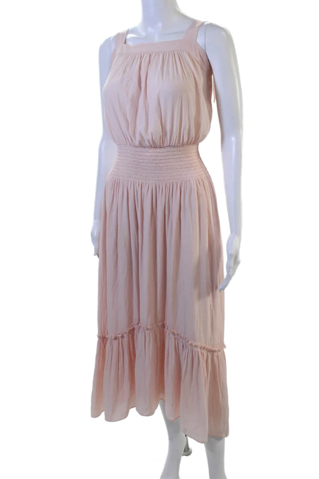 Женский сарафан-блузон Ramy Brook розовый квадратный вырез миди-галстук размер XS - Изображение 2 из 4