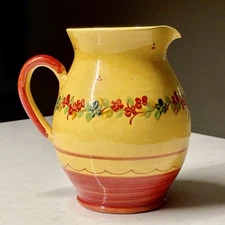 Terre e Provence, France, Hand Painted, Multimotif Floral Pitcher or Jug, 8"