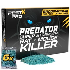 Pest X Pro Predator Rat Poisoning Super Strength - 6 Pack - Powerful Feed 