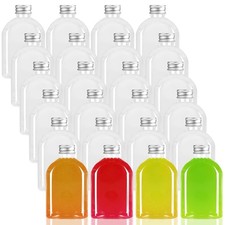 Plastic Bottles with Caps,24 Pack Clear Juice Bottles Flask Bottle Reusable M...
