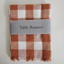 Design Imports Cinnamon Buffalo Check Fringed Table Runner 14x72