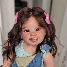 30" Artist Reborn Baby Doll Toddler Girl Long Hair Cloth Body Kids Handmade Gift