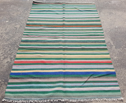 Vintage Traditional Handmade Beautiful Striped Kilim Floor Rug Carpet 184x120 cm