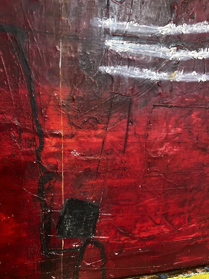 Faris Original Art: Deep in the Red 22x28 Canvas Oil Abstract-Expressionism - Image 4 of 4