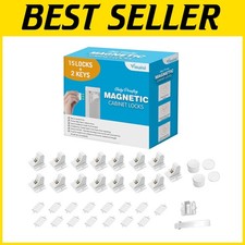 Baby Proofing Magnetic Cabinet Locks - 15 Locks 2 Keys