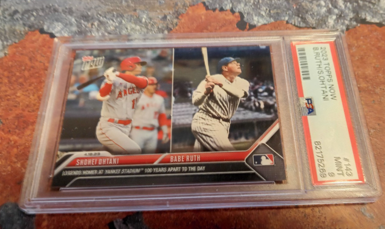 2023 topps now psa 9 BABE RUTH/ SHOHEI OHTAN #143 view 1