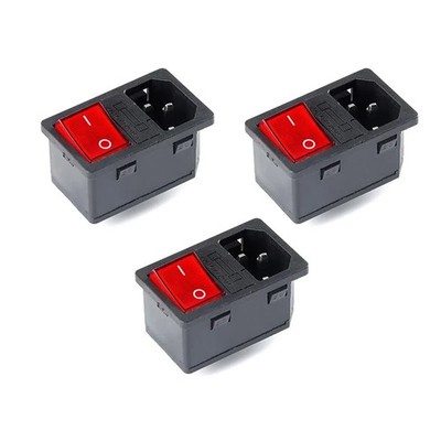 3PCS AC-14-F16 Power Switch 10A 250V AC-01 KCD4 Copper Power Socket Plug Fuse 3P