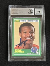 HOF STEVE ATWATER 1989 SCORE ROOKIE SIGNED AUTOGRAPHED CARD BAS AUTHENTIC GEM MT