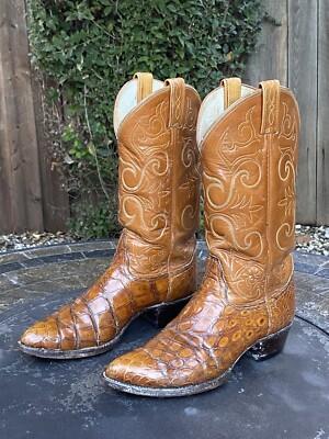 Tony Lama El Rey Alligator Crocodile Cowboy Boots Men's Size 8.5 D Made In USA