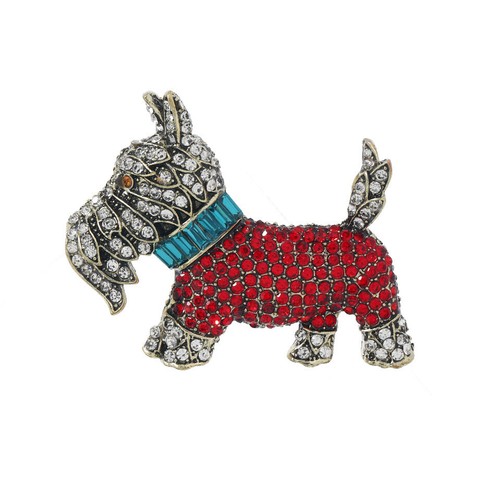 Vintage Puppy Brooch Shiny Rhinestone Alloy Pet Lapel Pin Clothing Accessory - Foto 9 di 11