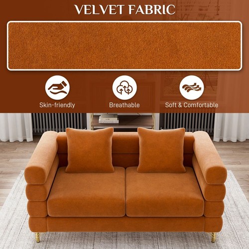 Modern Comfy Velvet Cloud Sofa Couch 2/3 Seater Large Loveseat with 2/3 Pillows - Picture 62 of 120