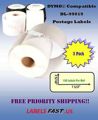 3 Rolls Postage Labels PayPal eBay Dymo  Compatible Internet Postage Tag 99019