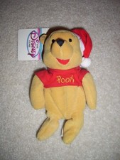 Disney Store Santa Pooh Mini Bean Bag Plush 8" NEW