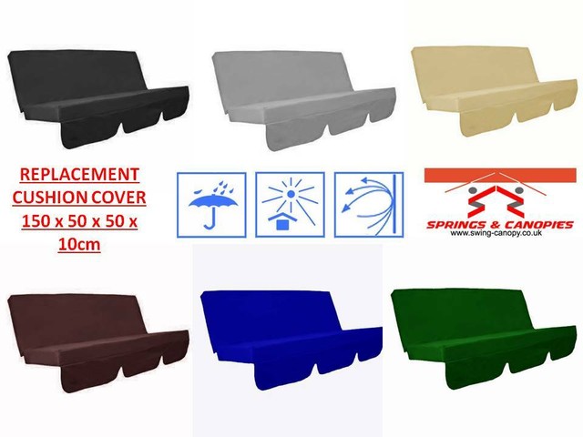 Garden Swing Replacement Cushion Cover 150cm X 50 X 50 X 10 With 2 Zips Washable