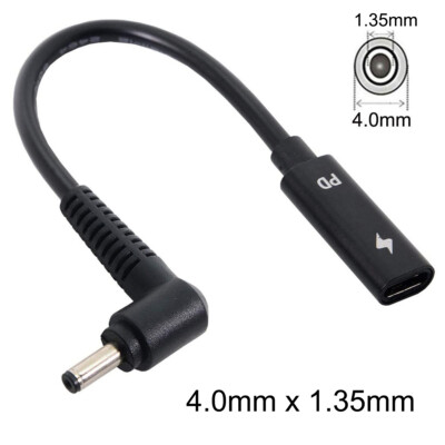 65W USB Type C Female Input to DC 4.0 x 1.35mm Power PD Charge Cable for Laptop