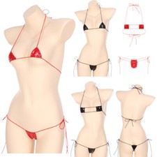 UK Women Halter Push-Up Mini Bra Swimwear Bikini Micro Thong Swimsuit Bikini Set
