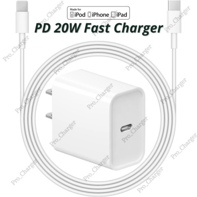 USB-C Fast Charger 20W PD Adapter Cord For iPhone 14 13 12 11 Pro XS XR X 8 iPad