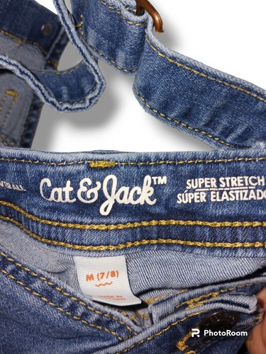 EUC Girl's Size 7/8 Cat and Jack Jean Overalls and Black Danskin Tank Top - Picture 11 of 11