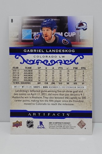 2021-22 Artifacts - Gabriel Landeskog #/199 - Picture 2 of 2