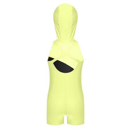 Kids Girls Gymnastics Dance Leotard Cutout Back Workout Sports Hooded Bodysuit - Picture 31 of 55