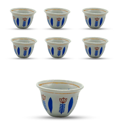 Premium Porcelain Arabic Turkish Greek Coffee Cup Set 1.5 oz - (Blue/Red/Green)