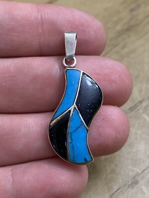 Pendentif En Argent 950 Avec Turquoise Naturelle Péruvienne – Collier 24 Pouces (Artisanat)