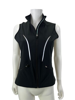 Lucy  Black Vest Full Zip Fleece Lined Outdoor Reflective Running Pockets Small 