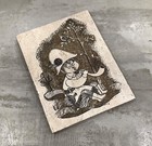 Vintage Rodney Winfield Stone Art Carved Etched Travertine Plaque Boy Horn Bird — photo 2
