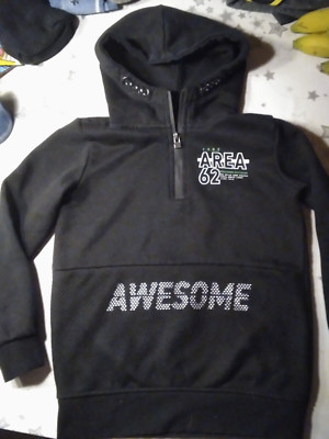 Langarm Kapuzen-Pullover Sweatshirt gr. 122 Farbe schwarz mit Aufdruck