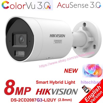Hikvision 8MP 4K AI ColorVu 3.0 AcuSense 3.0 Mic PoE Camera DS-2CD2087G3-LI2UY