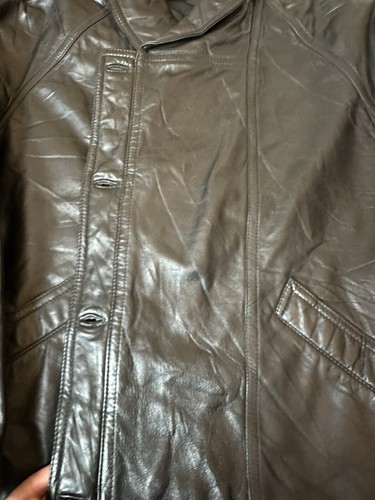 Sacip Black Vintage Italian Leather Unisex Bomber Jacket 80s Size L - Picture 6 of 9