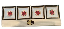 Vintage 4 Roses Whiskey Mid Century  4 Set Glass Trinket Trays