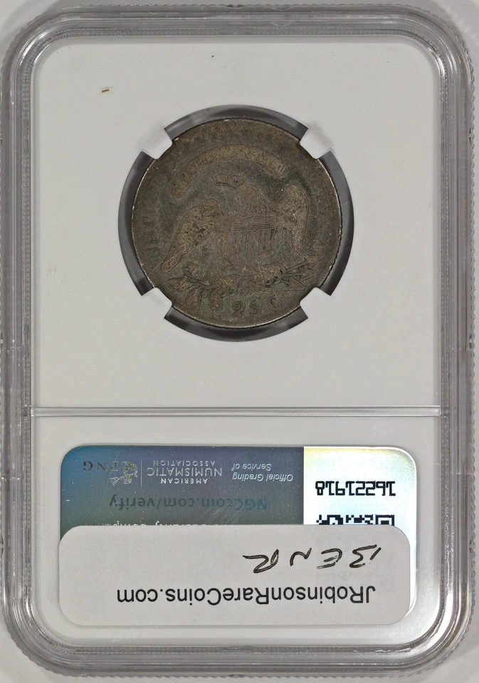 1818 25c Silver Capped Bust Quarter Large Size NGC AG3 Browning 2 - Image 3 of 4